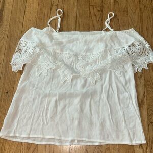 White lace off the should top